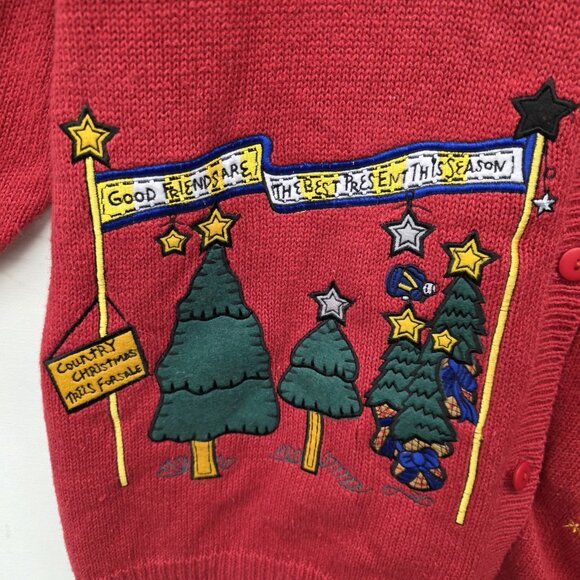 Quacker Factory Women 2XL Cardigan Sweater Christmas Holiday Knit Vintage - Picture 3 of 10